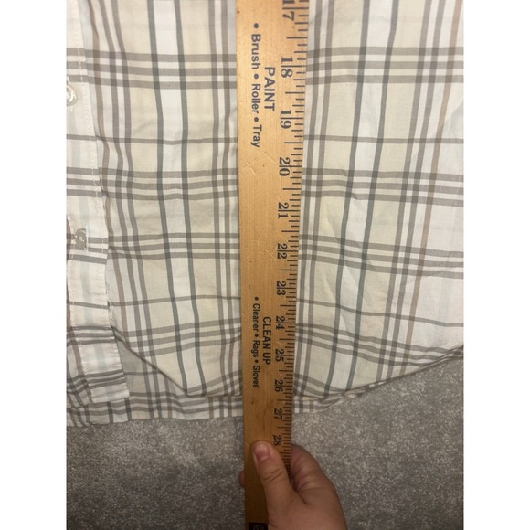 garnet‎ hill Neutral Paid Button Up blouse size 12 organic pima cotton - Picture 9 of 10